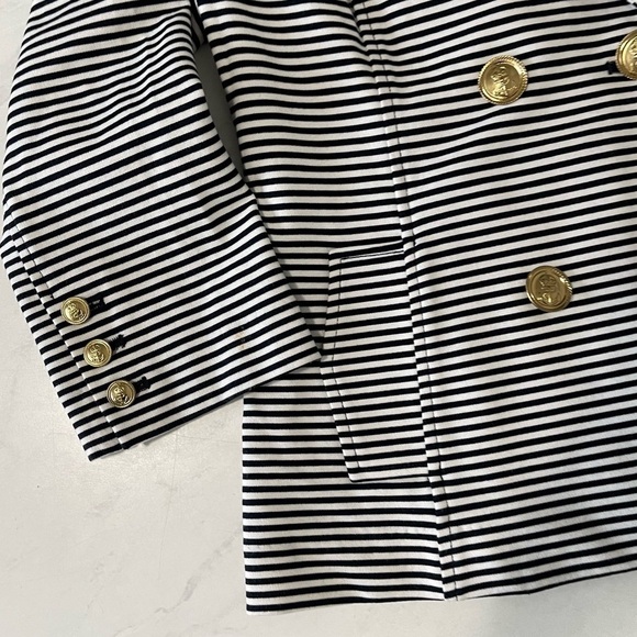 Cabi Navy Blue White Size Small Striped Life Jacket Gold Button Blazer Jacket - Picture 6 of 7